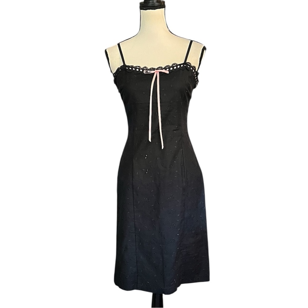 🚫SOLD🚫 Vintage Betsey Johnson New York Floral Embroidery Pink Ribbon Dress - Picture 2 of 9